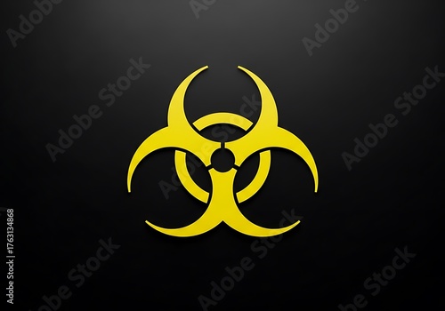 Biohazard Symbol on Black Background - Warning of Biological Hazards.