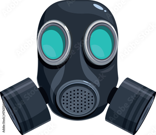 Gas mask protecting from toxic fumes and viruses, safety equipment for hazardous environments