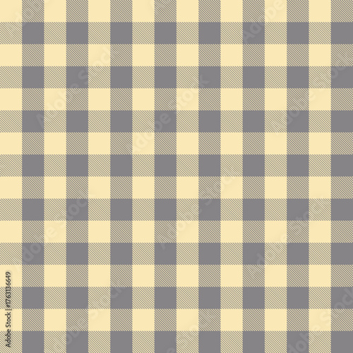 Grey and beige Scotland textile seamless pattern. Fabric texture check tartan plaid. Abstract geometric background for cloth, card, fabric. Monochrome graphic repeating design. Modern squared ornament