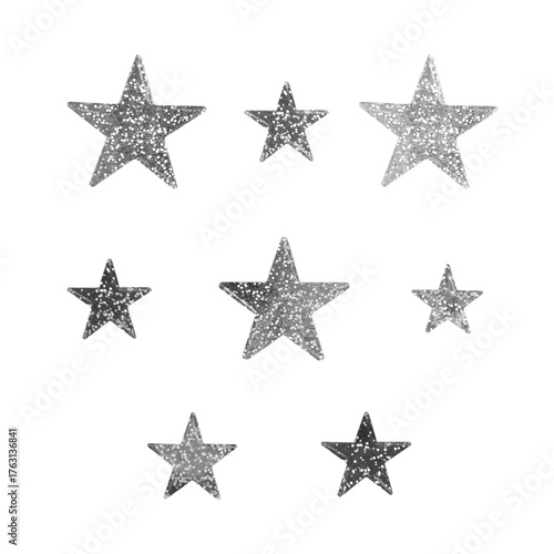 Glittering Silver Star Sticker Set, Isolated