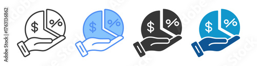 Profit Margin Icon Set Multiple Style Collection