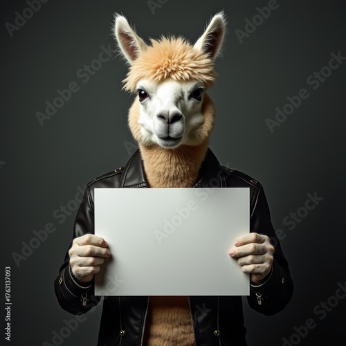 Anthropomorphic alpaca hold...