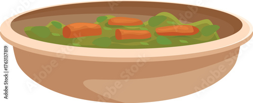 Delicious and nutritious spinach and carrot stew served in a ceramic bowl, representing healthy eating and homemade meals