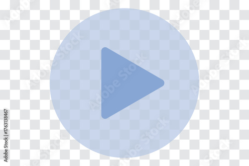 Round play button icon. Transparent play button icon. Video play button. Video or audio player. Push, start, click or record button for multimedia app window interface. Vector illustration. 