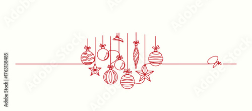Continuous Line Art Hanging Ornaments Baubles Stars Minimalist Holiday Decoration DesignContinuous Line Art Hanging Ornaments Baubles Stars Minimalist Holiday Decoration Design