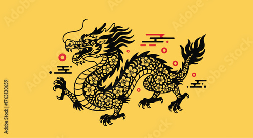 Celebrate Chinese New Year with this stunning dragon illustration, perfect for invitations and festive designs