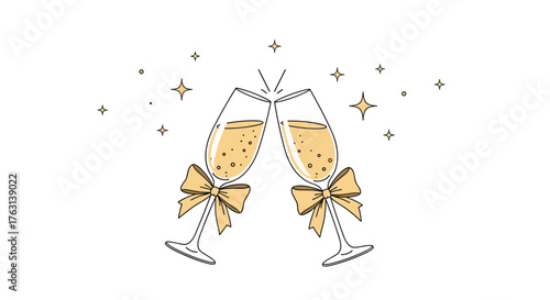 Let's toast to success with champagne glasses, celebration and joy, perfect for holiday season and party themes