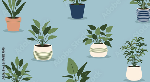 Bring nature inside with this trendy potted plant pattern for fresh interior designs and modern botanical accents