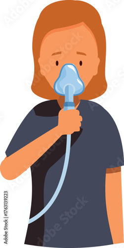 Female nurse holding an oxygen or anesthetic mask, providing respiratory support