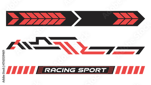 Racing Car Stripe Graphics – Vector set of sleek automotive decals, sport lines, car wrap stickers, high-speed racing designs, vinyl elements, performance vehicle graphics, and motorsport-inspired 