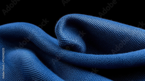 Close up of blue fire resistant fabric with textured surface, showcasing its durability