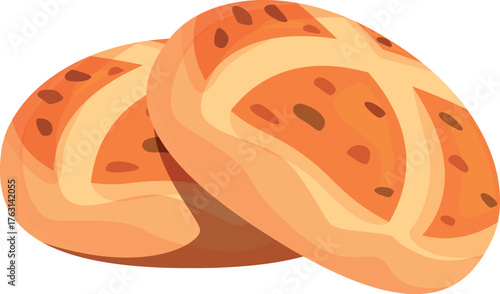 Delicious hot cross buns featuring a cross on top, symbolizing easter celebration and traditional baking