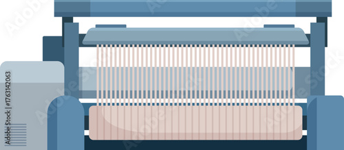 Modern automated loom weaving fabric in textile industry, creating cloth and textiles