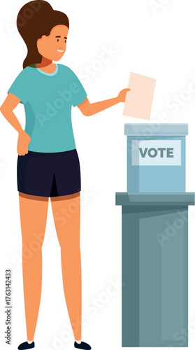 Voter casting vote in ballot box, exercising right to vote during elections
