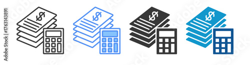 Balance Sheet Icon Set Multiple Style Collection