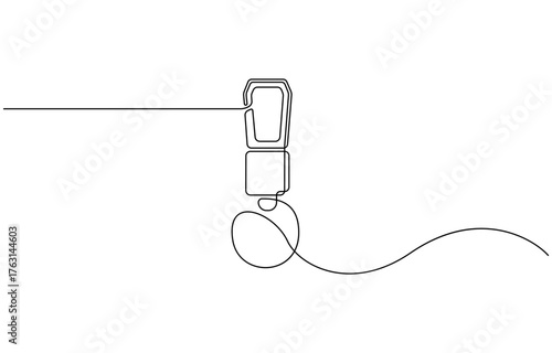 Continuous one line drawing key rings vector illustration on transparent background.