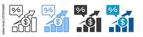Growth Rate Icon Set Multiple Style Collection