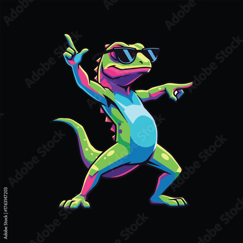 Vibrant Gecko Grooving in Shades