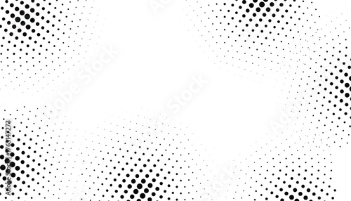 Abstract halftone wave dotted background. Futuristic twisted grunge pattern, dot, circles. Vector modern optical pop art texture