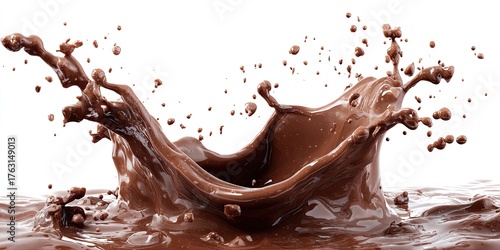 Chocolate splash on white background