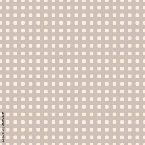 Seamless vector pattern with light cream rounded squares on a soft taupe background. Perfect for packaging, UI backgrounds, and warm neutral branding.