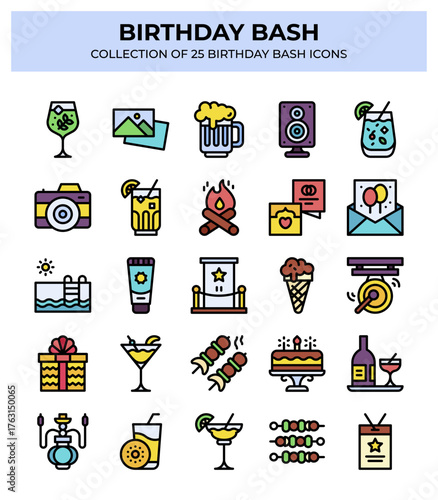 Birthday Bash. Collection of 25 Birthday Party Icons