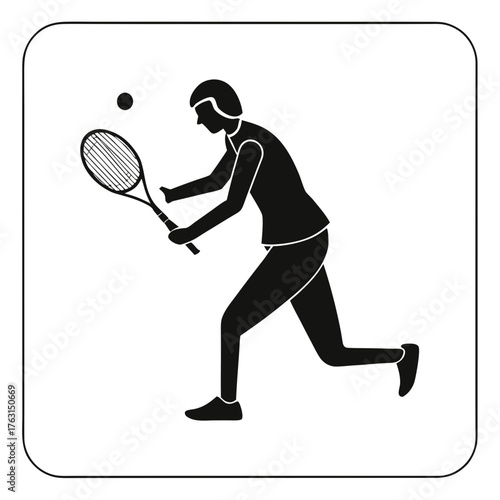 Silhouette of a tennis player hitting a ball