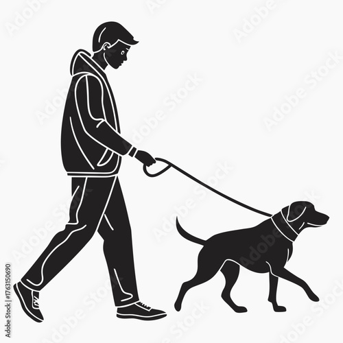 Man walking a dog on a leash