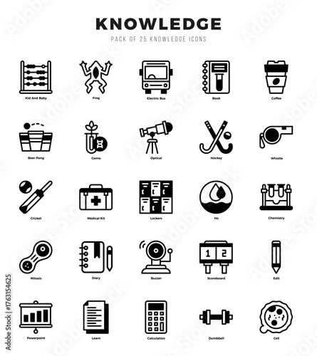 Set of Knowledge Icons. Simple line art style icons pack.