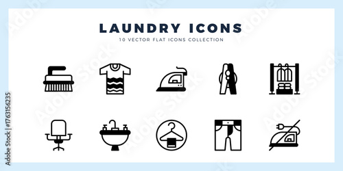 10 Laundry Lineal Fill icons pack. vector illustration.