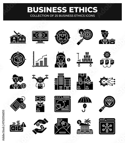 Collection of 25 Business Ethics Icons: A Guide to Ethical Business Practices