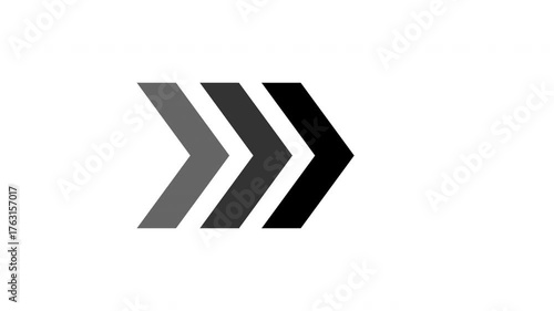 Black arrow isolated on white background. Stop motion.