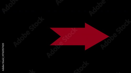 red arrow isolated on black background stop motion