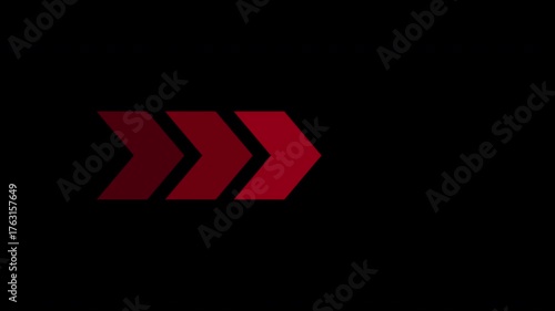 red arrow isolated on black background stop motion