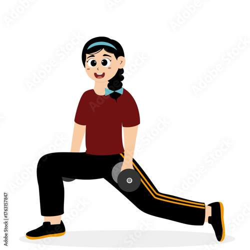 Young Woman Lifting Heavy Barbell Vector. Female athletes or gym instructors lifting heavy barbell on white background. Girls characters with resistance fitness bands and dumbbells