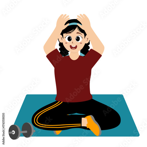 Young Woman Lifting Heavy Barbell Vector. Female athletes or gym instructors lifting heavy barbell on white background. Girls characters with resistance fitness bands and dumbbells