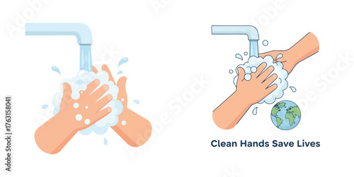 Global Handwashing Day. Vektor ilustrations, set icon