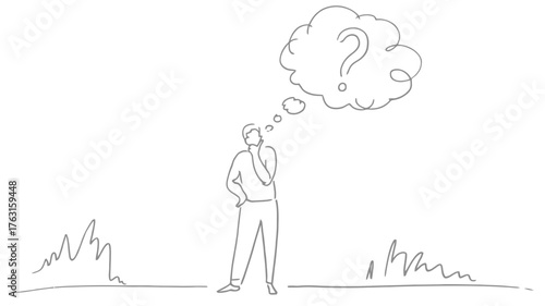 Man pondering difficult questions and choices