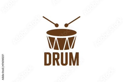 A simple brown drum icon with drumsticks above it and the word DRUM below