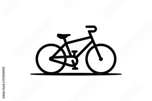 A simple black line drawing of a bicycle on a white background.