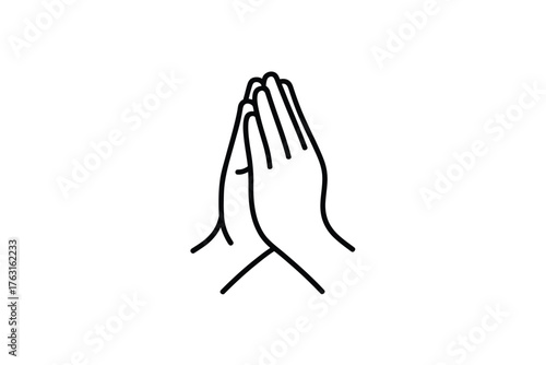 Two hands pressed together in a gesture of prayer or greeting.
