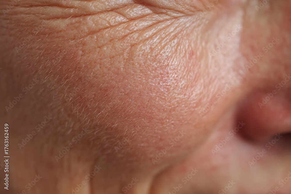 Fototapeta premium macro of slightly sagging skin texture, middle-age woman,