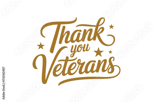 Thank you Veterans text with stars and a white background.