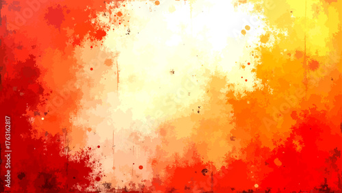 Vibrant Abstract Watercolor Ink Wash Background with Red, Orange, and Yellow Hues with Grungy Splatters. Dynamic, Warm-Toned Digital Art Wallpaper or Texture 