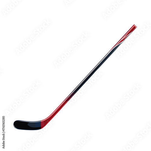A flat lay illustration of a hockey stick isolated on a white background isolated on white background