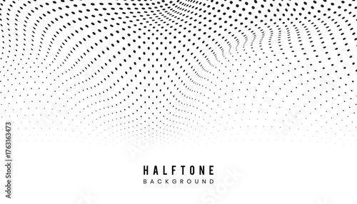 Abstract halftone wave dotted background. Futuristic twisted grunge pattern, dot, circles. Vector modern optical pop art texture.