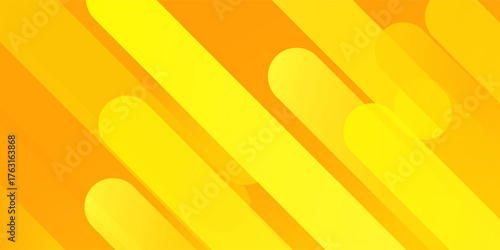 Abstract yellow background with smooth gradient waves and geometric shapes. Modern trendy vector design for banner, poster, website, presentation, brochure, digital template. Bright stylish backdrop.