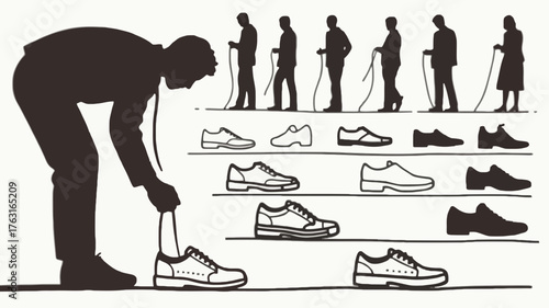 Man chooses shoes for nordic walking