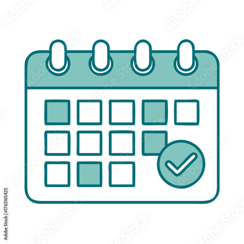 Calendar With Circled Check Icon for Web and Graphic Design