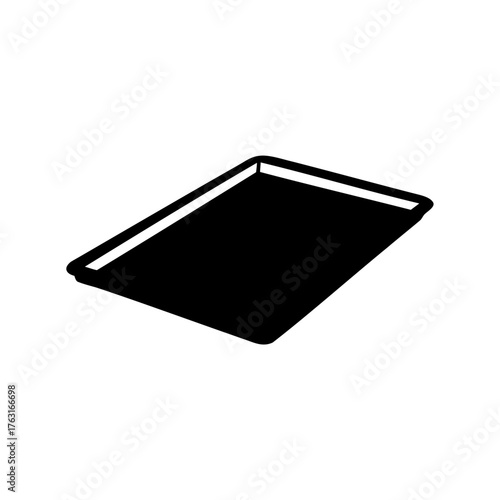 Black silhouette of a baking sheet or tray, isolated on white background